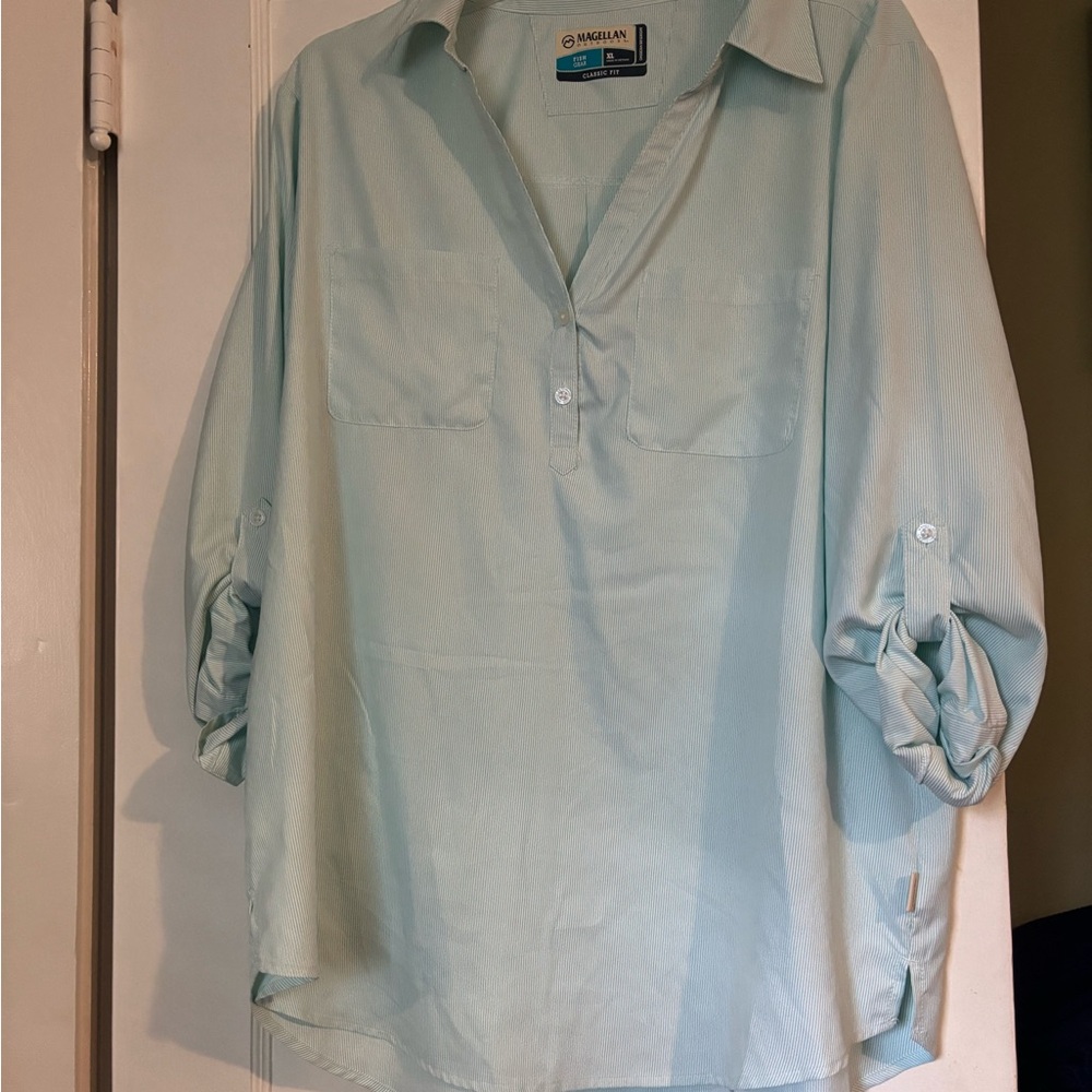 Magellan Outdoors Classic Fit Shirt in Light Blue XL
